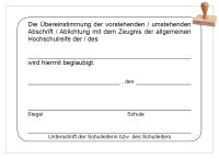 Stempel "Beglaubigung f&uuml;r das Zeugnis der...