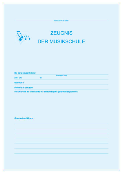 Jahreszeugnis Musikschule