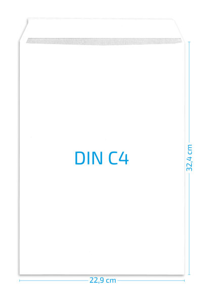 Versandtasche DIN C4, ohne Fenster, wei&szlig;, 100 g/qm