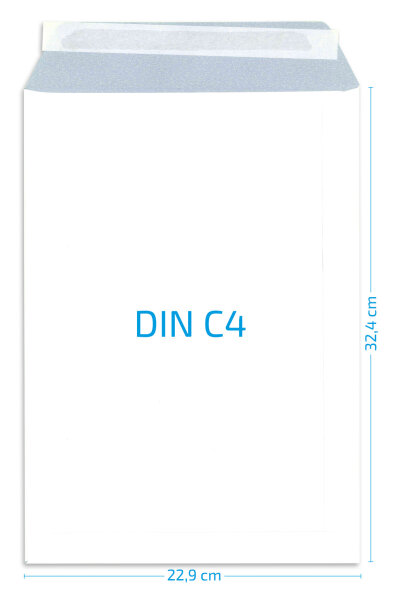 Versandtasche DIN C4, ohne Fenster, wei&szlig;, 120 g/qm