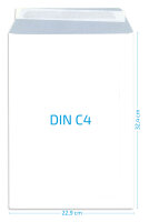 Versandtasche DIN C4, ohne Fenster, wei&szlig;, 120 g/qm