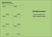 Sch&uuml;lerausweis gr&uuml;n, ohne Wappen, mehrsprachig,...