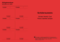 Sch&uuml;lerausweis rot, ohne Wappen, mehrsprachig, Karton