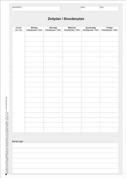 Stundenplan Ganztagsangebote, Mo-Fr, offene Unterrichtsgestaltung, DIN A4