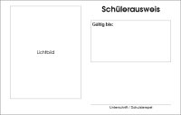 Sch&uuml;lerausweis im Scheckkartenformat, ohne Wappen,...