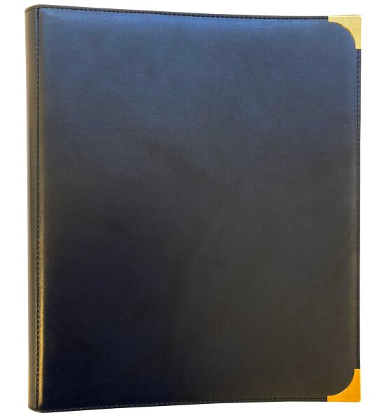 Neutrale Ringbuchmappe / Dokumentenmappe blau Lederoptik, inkl. 10 Prospekth&uuml;llen