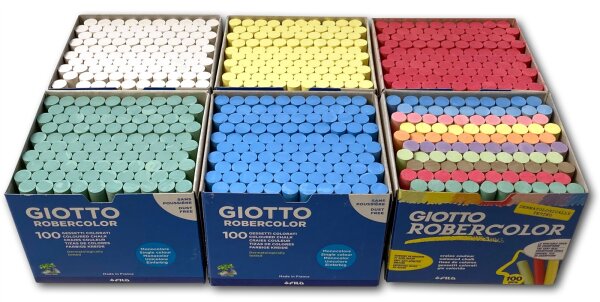 Kreide Robercolor in den Farbvarianten wei&szlig;, gelb, rot, blau, gr&uuml;n, mehrfarbig, Inhalt 100 St&uuml;ck