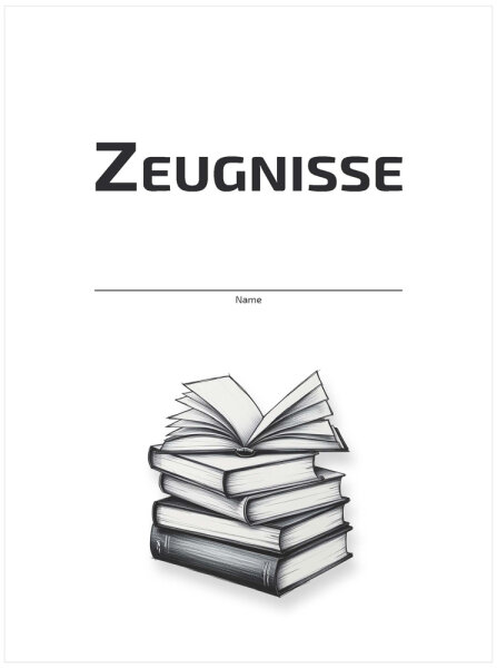 Deckblatt f&uuml;r Zeugnismappen, leicht kartoniert, mit Motiv schwarz / wei&szlig;
