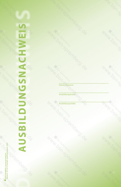 Deckblatt Ausbildungsnachweis, leicht kartoniert